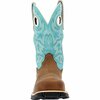 Rocky Rosemary Womens Waterproof Composite Toe Western Boot, BROWN TURQUOISE, M, Size 8 RKW0412